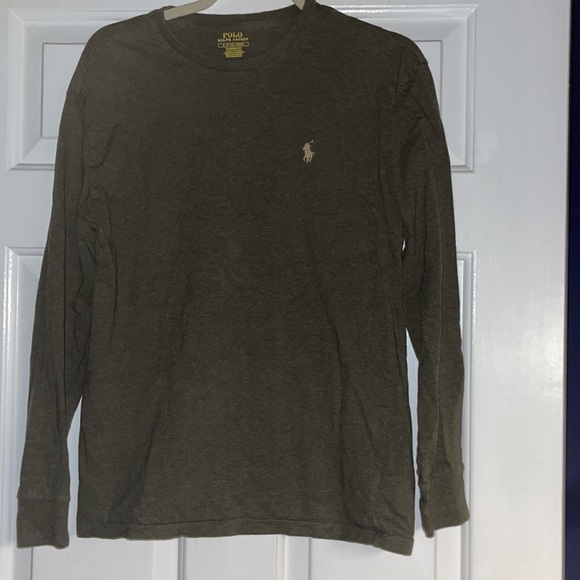 Polo Ralph Lauren Mens small long sleeve olive green with tan polo man small - Picture 9 of 11